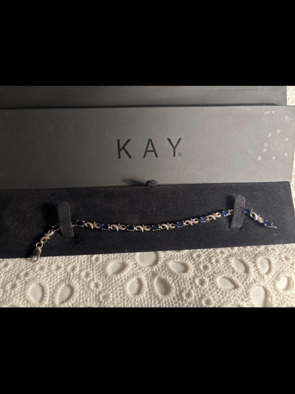 Kay Jewelers Sterling Silver Bracelet with Blue Stones